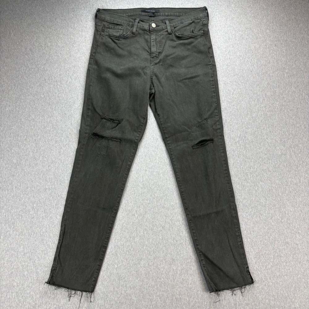 Flying Monkey Jeans Womens 30 Charcoal Mid Rise Ankle Skinny Distressed‎ Raw Hem